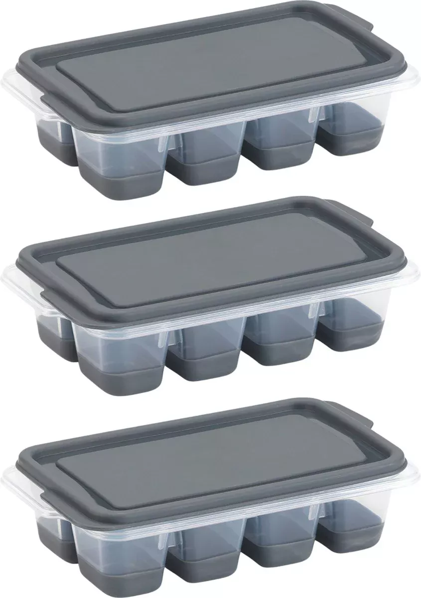 Mini Ijsblokjesvorm Set - 3 Delig - (met silicone drukkers)
